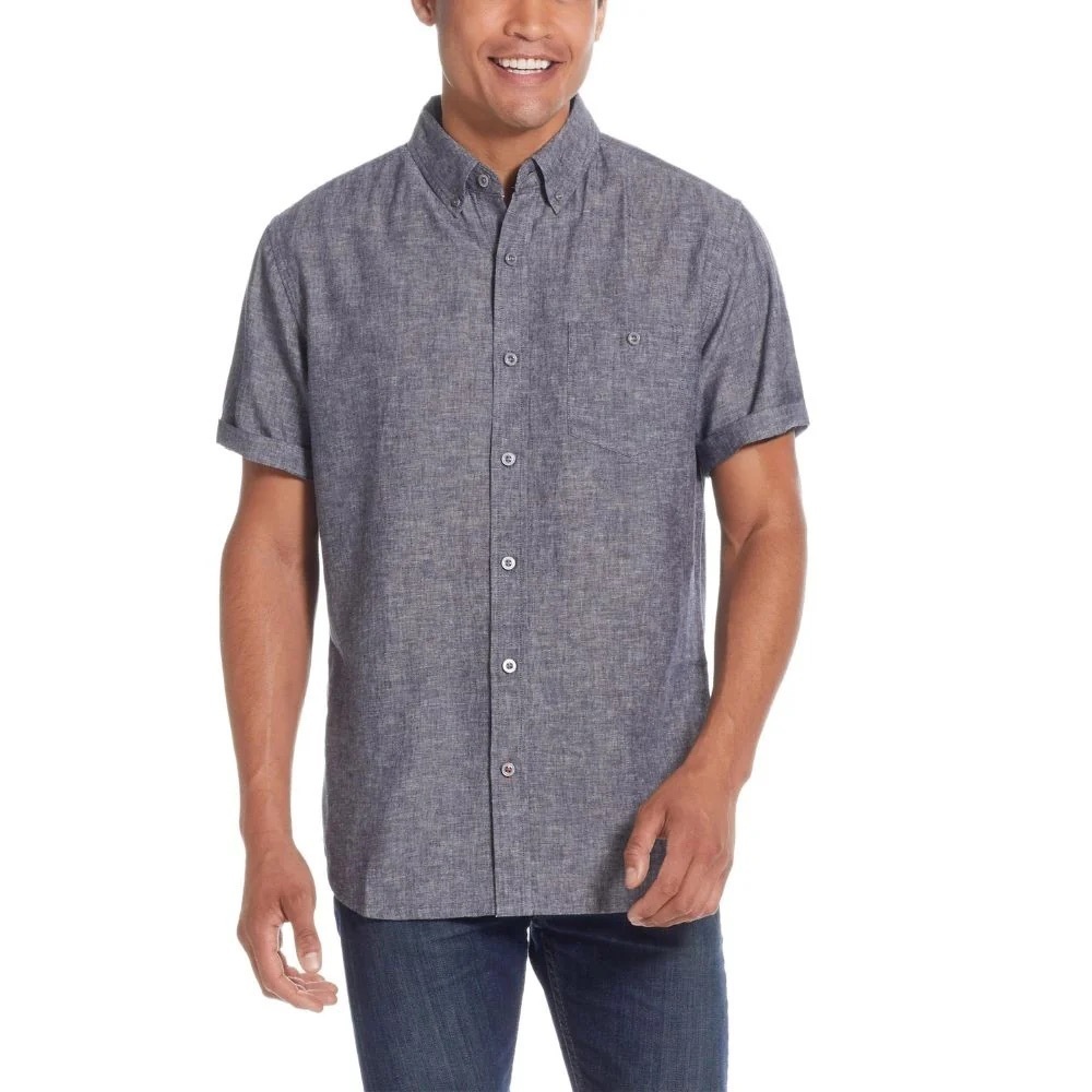 Washable Linen Original Weatherproof Vintage Sz M Button Up Shirt Grey